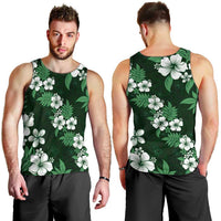 Hawaiian Hibiscus Tribal Floral Green Men Tank Top Polynesian Tapa Pattern - Polynesian Pride