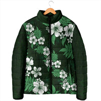 Hawaiian Hibiscus Tribal Floral Green Padded Jacket Polynesian Tapa Pattern - Polynesian Pride