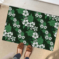 Hawaiian Hibiscus Tribal Floral Green Rubber Doormat Polynesian Tapa Pattern - Polynesian Pride