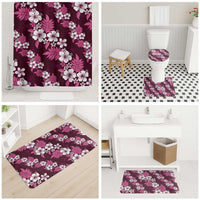 Hawaiian Hibiscus Tribal Floral Pink Bathroom Set Polynesian Tapa Pattern - Polynesian Pride