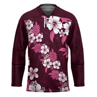 Hawaiian Hibiscus Tribal Floral Pink Hockey Jersey Polynesian Tapa Pattern LT01 Unisex Pink - Polynesian Pride