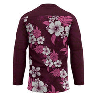 Hawaiian Hibiscus Tribal Floral Pink Hockey Jersey Polynesian Tapa Pattern LT01 - Polynesian Pride