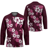 Hawaiian Hibiscus Tribal Floral Pink Hockey Jersey Polynesian Tapa Pattern LT01 - Polynesian Pride
