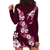 Hawaiian Hibiscus Tribal Floral Pink Hoodie Dress Polynesian Tapa Pattern - Polynesian Pride