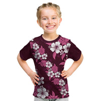 Hawaiian Hibiscus Tribal Floral Pink Kid T Shirt Polynesian Tapa Pattern - Polynesian Pride