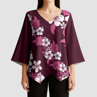 Hawaiian Hibiscus Tribal Floral Pink Kimono Sleeve Blouse Polynesian Tapa Pattern - Polynesian Pride