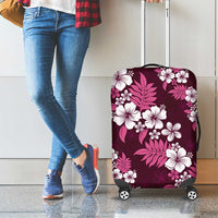 Hawaiian Hibiscus Tribal Floral Pink Luggage Cover Polynesian Tapa Pattern - Polynesian Pride