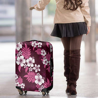 Hawaiian Hibiscus Tribal Floral Pink Luggage Cover Polynesian Tapa Pattern - Polynesian Pride
