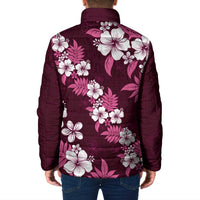 Hawaiian Hibiscus Tribal Floral Pink Padded Jacket Polynesian Tapa Pattern - Polynesian Pride