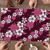 Hawaiian Hibiscus Tribal Floral Pink Puzzle Polynesian Tapa Pattern - Polynesian Pride