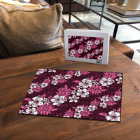 Hawaiian Hibiscus Tribal Floral Pink Puzzle Polynesian Tapa Pattern - Polynesian Pride