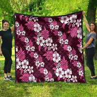 Hawaiian Hibiscus Tribal Floral Pink Quilt Polynesian Tapa Pattern - Polynesian Pride