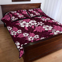 Hawaiian Hibiscus Tribal Floral Pink Quilt Bed Set Polynesian Tapa Pattern - Polynesian Pride