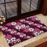 Hawaiian Hibiscus Tribal Floral Pink Rubber Doormat Polynesian Tapa Pattern - Polynesian Pride
