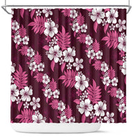 Hawaiian Hibiscus Tribal Floral Pink Shower Curtain Polynesian Tapa Pattern - Polynesian Pride