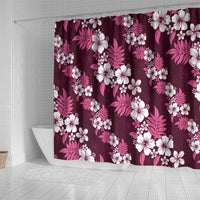 Hawaiian Hibiscus Tribal Floral Pink Shower Curtain Polynesian Tapa Pattern - Polynesian Pride