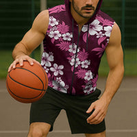 Hawaiian Hibiscus Tribal Floral Pink Sleeveless Zip Hoodie Polynesian Tapa Pattern LT01 - Polynesian Pride