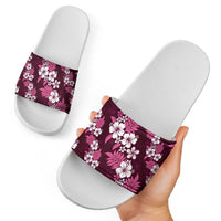 Hawaiian Hibiscus Tribal Floral Pink Slide Sandals Polynesian Tapa Pattern - Polynesian Pride