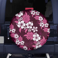 Hawaiian Hibiscus Tribal Floral Pink Spare Tire Cover Polynesian Tapa Pattern - Polynesian Pride