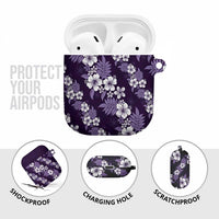 Hawaiian Hibiscus Tribal Floral Purple AirPods Case Polynesian Tapa Pattern - Polynesian Pride
