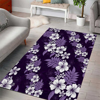 Hawaiian Hibiscus Tribal Floral Purple Area Rug Polynesian Tapa Pattern - Polynesian Pride