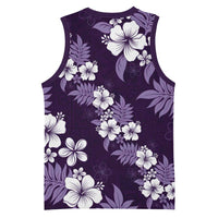 Hawaiian Hibiscus Tribal Floral Purple Basketball Jersey Polynesian Tapa Pattern - Polynesian Pride
