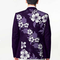 Hawaiian Hibiscus Tribal Floral Purple Blazer Polynesian Tapa Pattern - Polynesian Pride