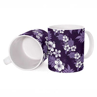 Hawaiian Hibiscus Tribal Floral Purple Ceramic Mug Polynesian Tapa Pattern - Polynesian Pride