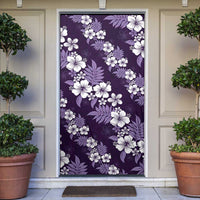Hawaiian Hibiscus Tribal Floral Purple Door Cover Polynesian Tapa Pattern - Polynesian Pride