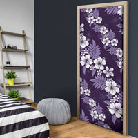 Hawaiian Hibiscus Tribal Floral Purple Door Cover Polynesian Tapa Pattern - Polynesian Pride