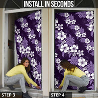 Hawaiian Hibiscus Tribal Floral Purple Door Cover Polynesian Tapa Pattern - Polynesian Pride
