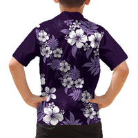 Hawaiian Hibiscus Tribal Floral Purple Family Matching Puletasi and Hawaiian Shirt Polynesian Tapa Pattern - Polynesian Pride