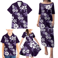 Hawaiian Hibiscus Tribal Floral Purple Family Matching Puletasi and Hawaiian Shirt Polynesian Tapa Pattern - Polynesian Pride