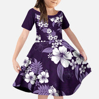 Hawaiian Hibiscus Tribal Floral Purple Family Matching Summer Maxi Dress and Hawaiian Shirt Polynesian Tapa Pattern - Polynesian Pride
