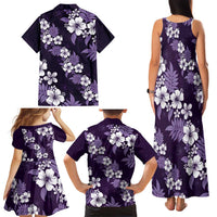 Hawaiian Hibiscus Tribal Floral Purple Family Matching Tank Maxi Dress and Hawaiian Shirt Polynesian Tapa Pattern - Polynesian Pride