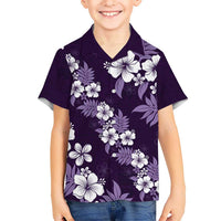 Hawaiian Hibiscus Tribal Floral Purple Hawaiian Shirt Polynesian Tapa Pattern - Polynesian Pride