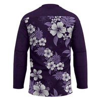 Hawaiian Hibiscus Tribal Floral Purple Hockey Jersey Polynesian Tapa Pattern - Polynesian Pride
