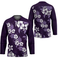 Hawaiian Hibiscus Tribal Floral Purple Hockey Jersey Polynesian Tapa Pattern - Polynesian Pride
