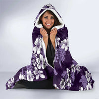 Hawaiian Hibiscus Tribal Floral Purple Hooded Blanket Polynesian Tapa Pattern - Polynesian Pride