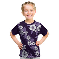 Hawaiian Hibiscus Tribal Floral Purple Kid T Shirt Polynesian Tapa Pattern - Polynesian Pride