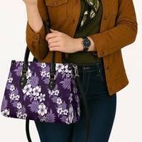 Hawaiian Hibiscus Tribal Floral Purple Leather Bag Polynesian Tapa Pattern LT01 - Polynesian Pride