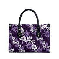 Hawaiian Hibiscus Tribal Floral Purple Leather Bag Polynesian Tapa Pattern LT01 - Polynesian Pride