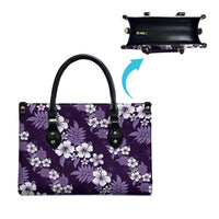 Hawaiian Hibiscus Tribal Floral Purple Leather Bag Polynesian Tapa Pattern LT01 - Polynesian Pride