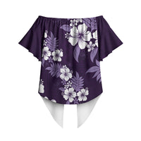 Hawaiian Hibiscus Tribal Floral Purple Off Shoulder Wrap Waist Top Polynesian Tapa Pattern LT01 - Polynesian Pride