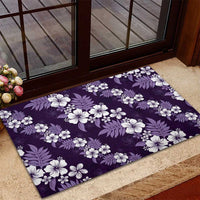 Hawaiian Hibiscus Tribal Floral Purple Rubber Doormat Polynesian Tapa Pattern - Polynesian Pride