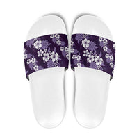 Hawaiian Hibiscus Tribal Floral Purple Slide Sandals Polynesian Tapa Pattern - Polynesian Pride