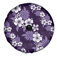 Hawaiian Hibiscus Tribal Floral Purple Spare Tire Cover Polynesian Tapa Pattern - Polynesian Pride