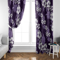 Hawaiian Hibiscus Tribal Floral Purple Window Curtain Polynesian Tapa Pattern - Polynesian Pride