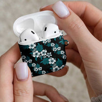 Hawaiian Hibiscus Tribal Floral Teal AirPods Case Polynesian Tapa Pattern - Polynesian Pride