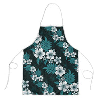 Hawaiian Hibiscus Tribal Floral Teal Apron Polynesian Tapa Pattern - Polynesian Pride